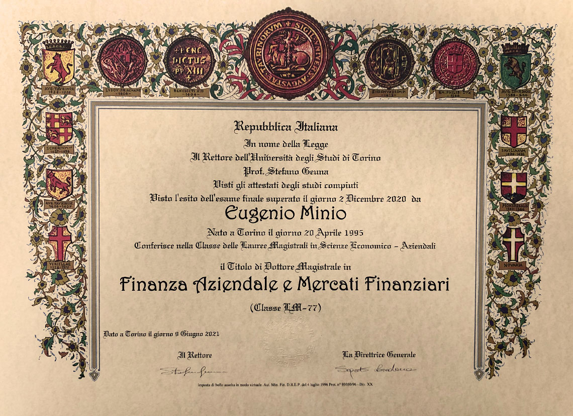 Laurea Magistrale Eugenio Minio