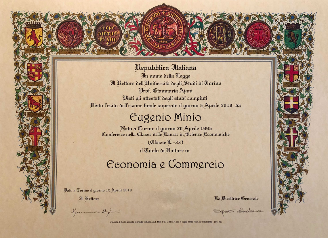 Laurea Triennale Eugenio Minio